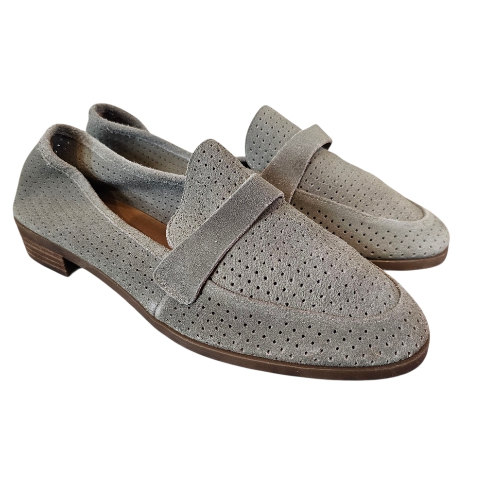 Lucky Brand Cavie Eyelet Slip On Loafer Suede Leather Olive Green